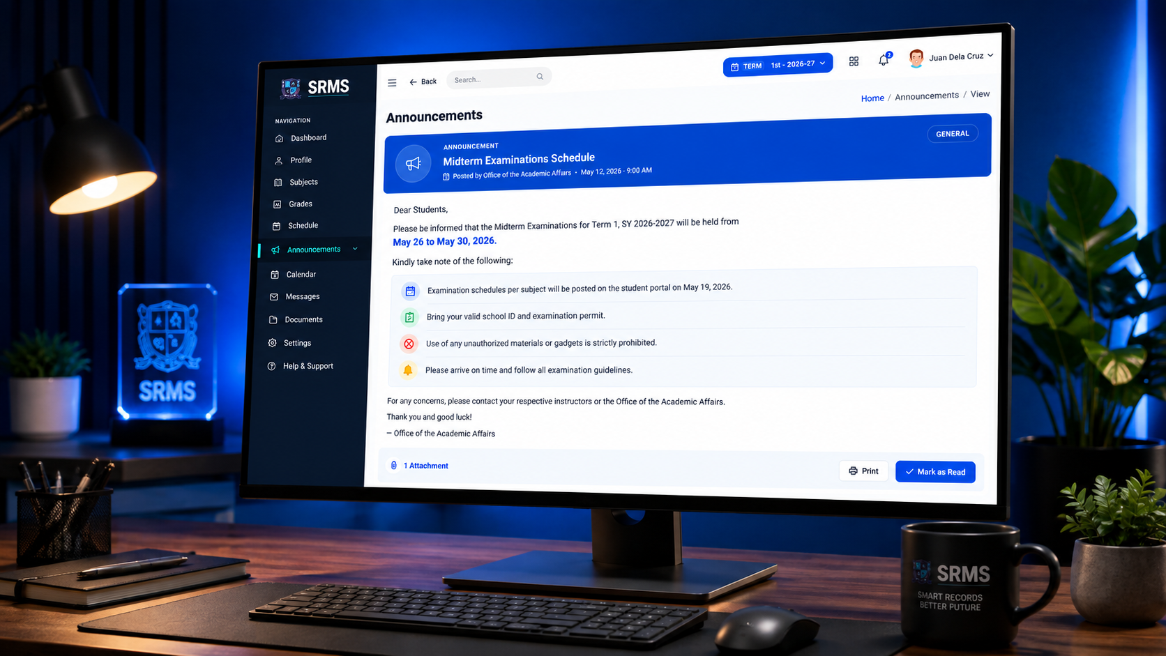 SRMS bulk announcements feature