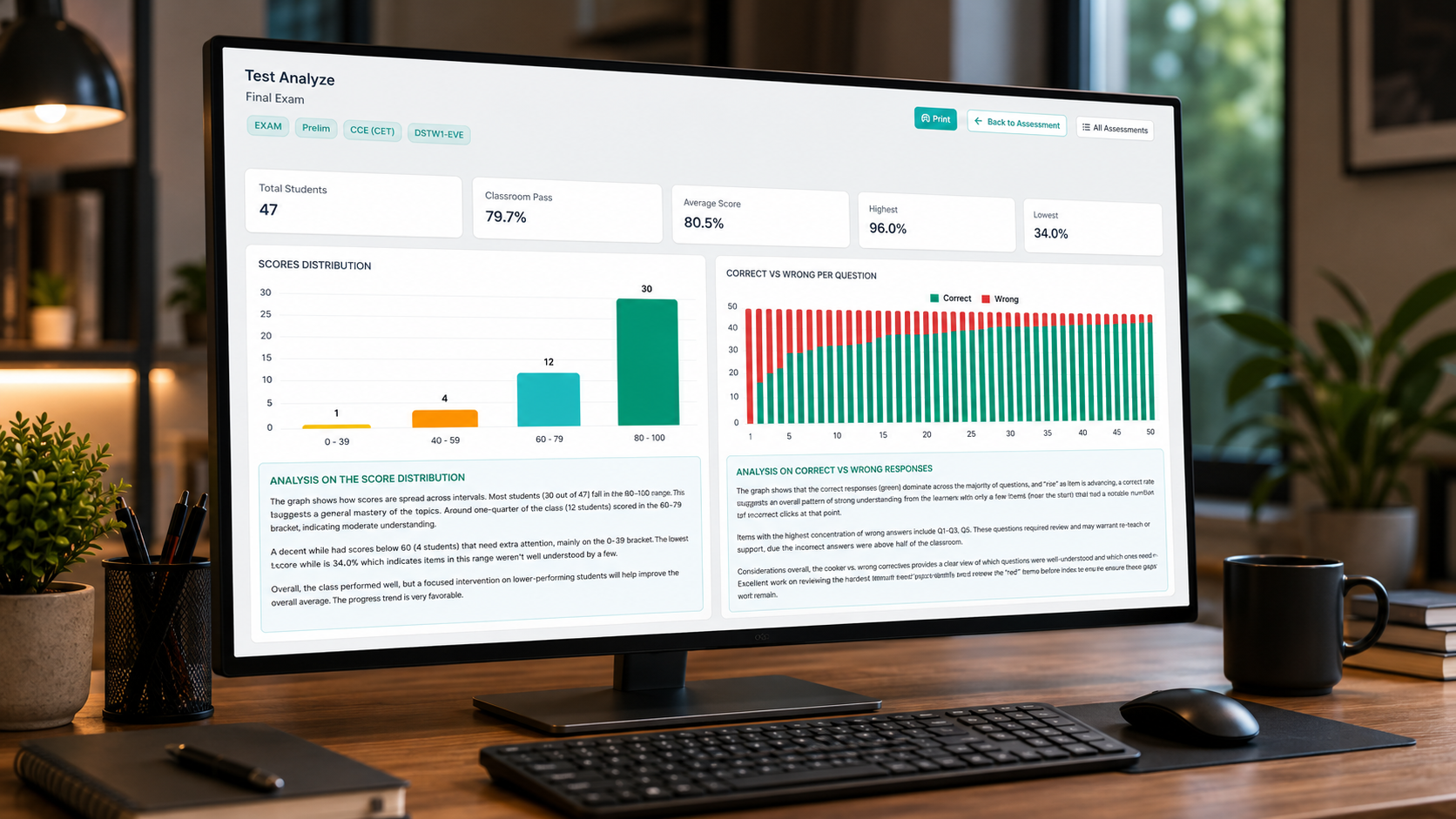 LMS test analysis and performance insights